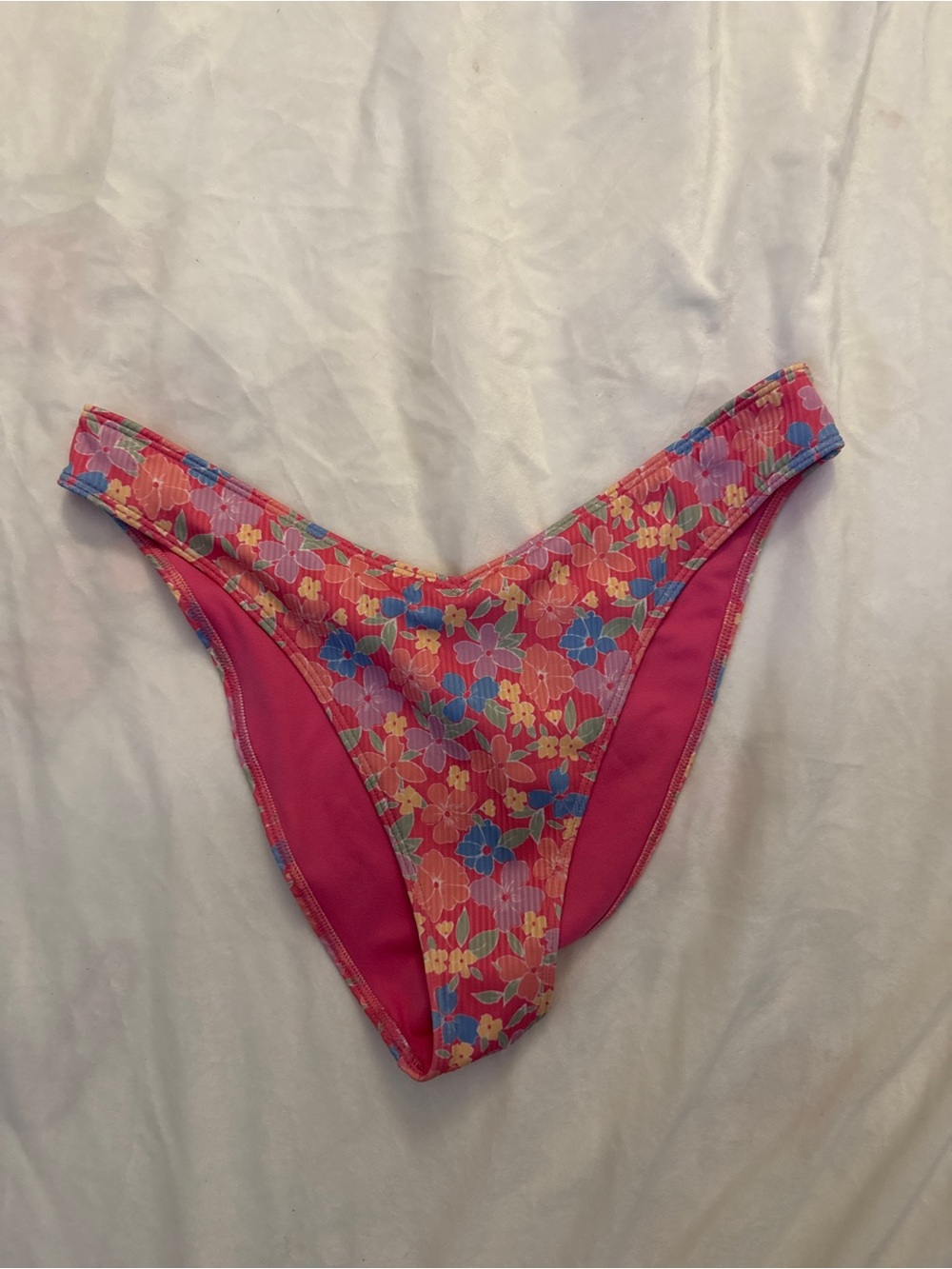 Hollister Hot Pink Swim Top with Multicolor Trim